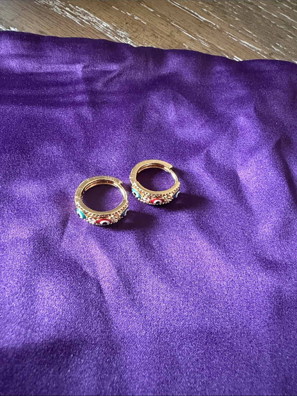 Gold-Tone Multi-Color Stone Hoop Earrings - Women Jewelry